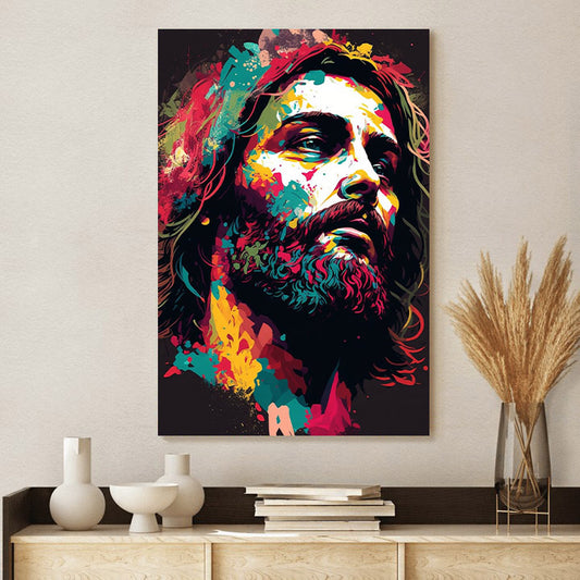 Jesus Looking To The Sky Colorful Jesus Canvas - Jesus Canvas Pictures - Christian Wall Art