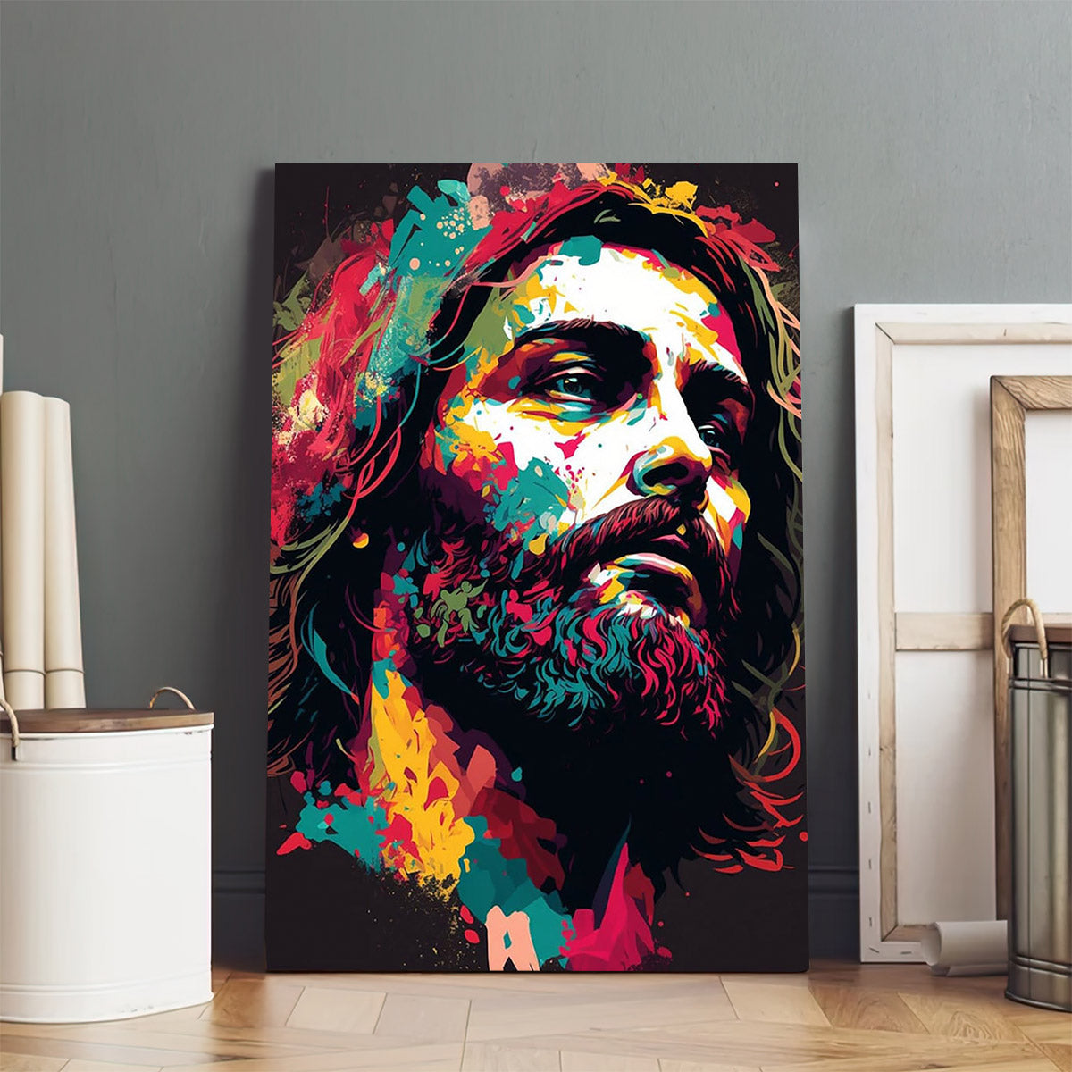 Jesus Looking To The Sky Colorful Jesus Canvas - Jesus Canvas Pictures - Christian Wall Art