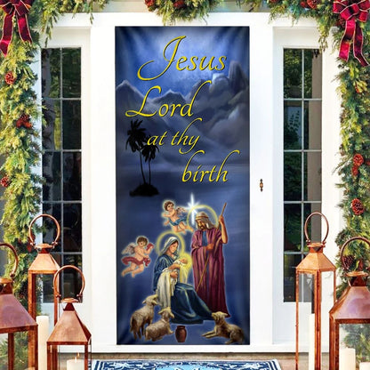 Jesus Lord At Thy Birth Door Cover - Religious Door Decorations - Christian Home Decor