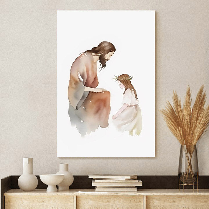 Jesus Loves Jesus Portrait Jesus Watercolor Christ - Canvas Pictures - Jesus Canvas Art - Christian Wall Art