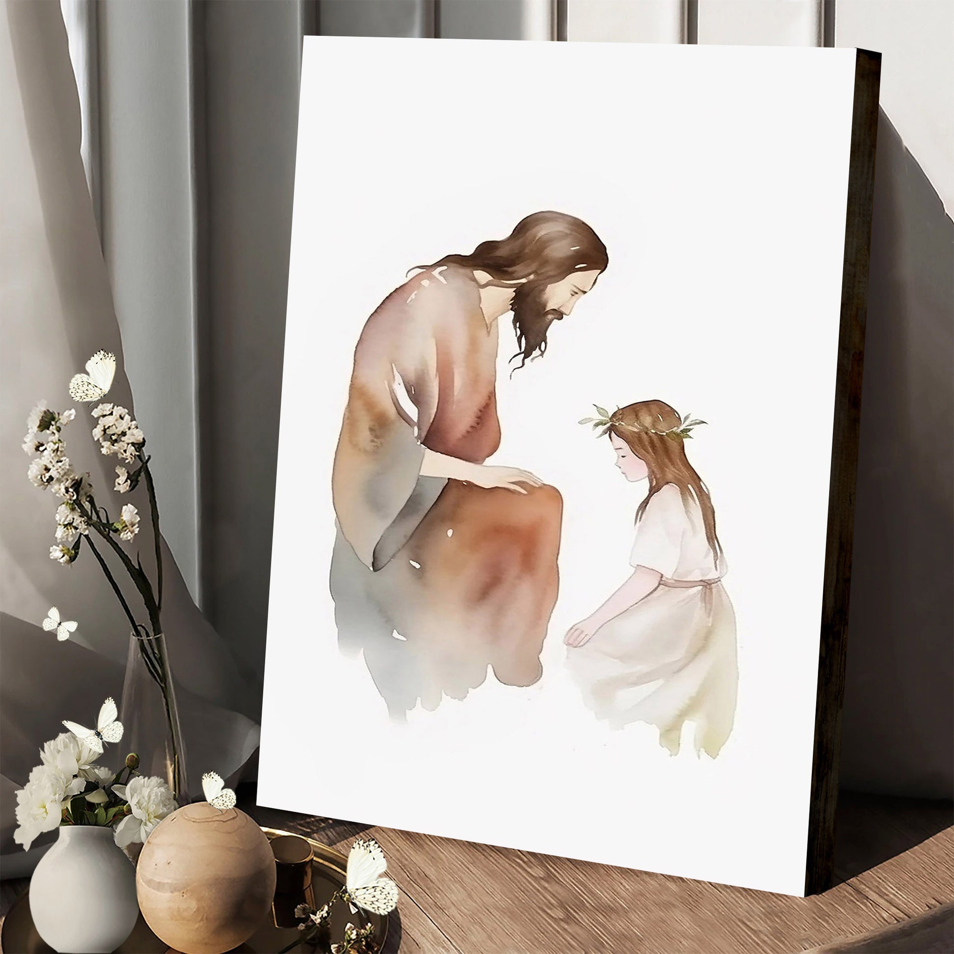 Jesus Loves Jesus Portrait Jesus Watercolor Christ - Canvas Pictures - Jesus Canvas Art - Christian Wall Art