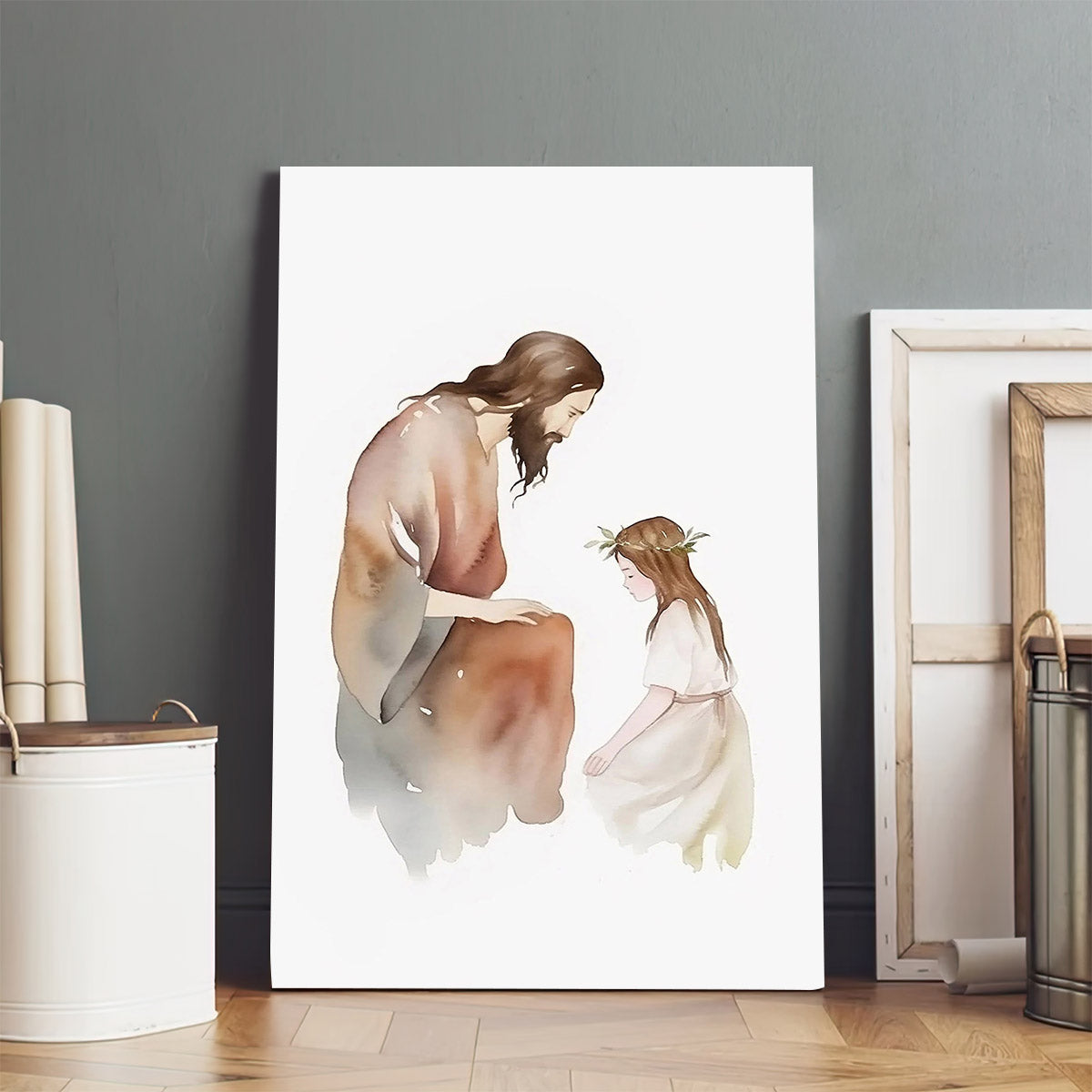 Jesus Loves Jesus Portrait Jesus Watercolor Christ - Canvas Pictures - Jesus Canvas Art - Christian Wall Art