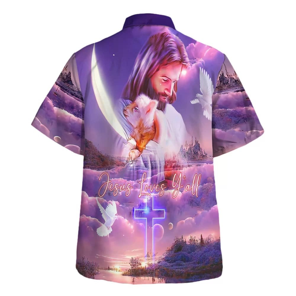 Jesus Loves Y'all Jesus And Lamb Hawaiian Shirts For Men & Women - Christian Hawaiian Shirt - Hawaiian Summer Shirts