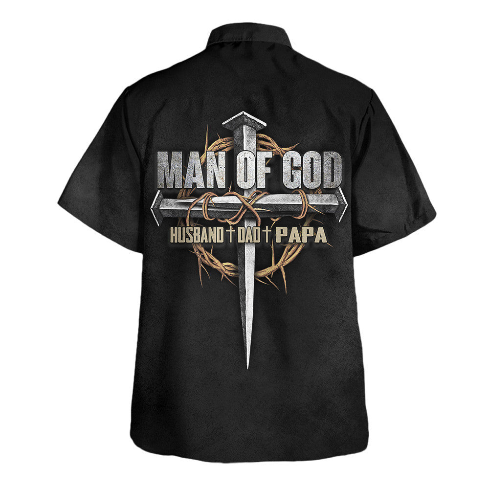 Jesus Man Of God Husband Dad Papa Hawaiian Shirt - Christian Hawaiian Shirt - Religious Hawaiian Shirts