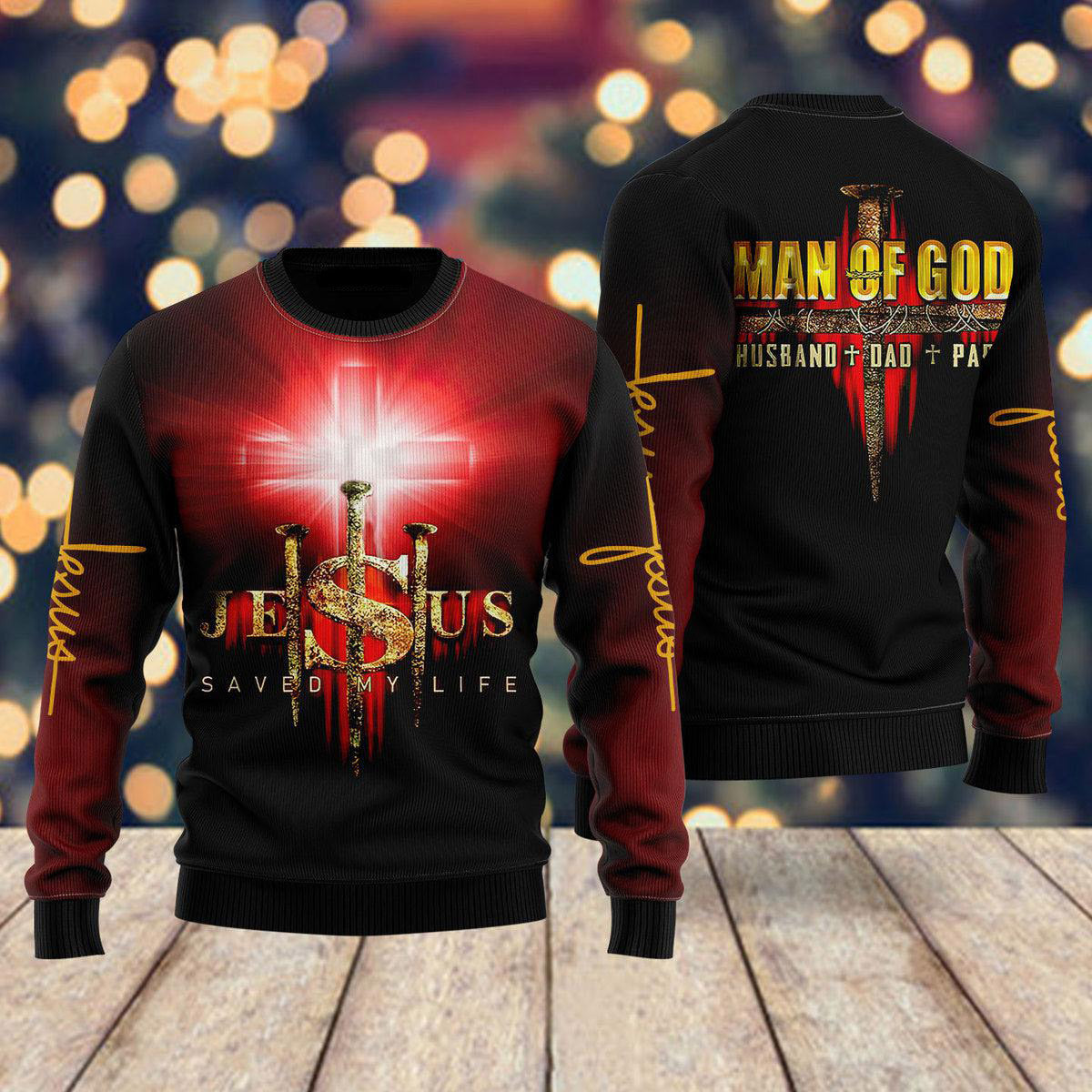 Jesus Man Of God Ugly Christmas Sweater For Men & Women - Jesus Christ Sweater - Christian Shirts Gifts Idea