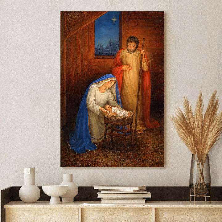 Jesus Mary Joseph  Canvas Wall Art - Jesus Canvas Pictures - Christian Wall Art