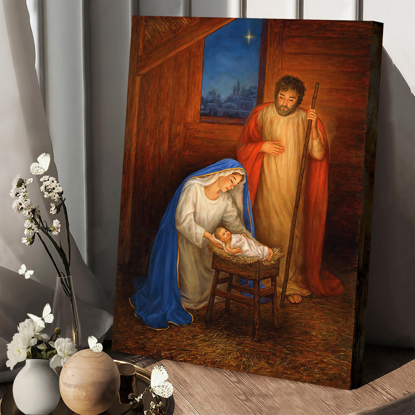 Jesus Mary Joseph  Canvas Wall Art - Jesus Canvas Pictures - Christian Wall Art