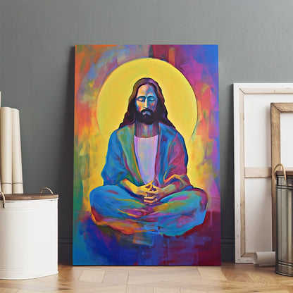 Jesus Meditating Printable Art Oil Painting - Jesus Canvas Art - Christian Wall Canvas