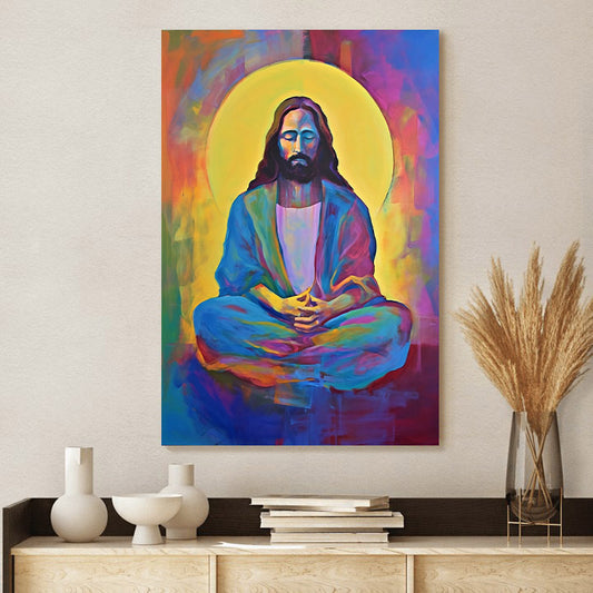 Jesus Meditating Printable Art Oil Painting - Jesus Canvas Art - Christian Wall Canvas