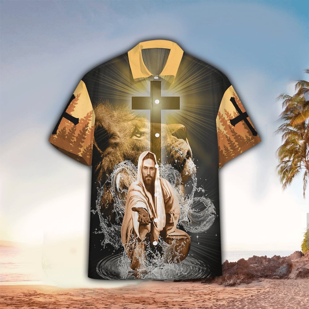 Jesus My God My King My Lord Lion Orange Hawaiian Shirt - Christian Hawaiian Shirts For Men & Women