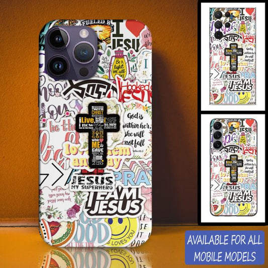 Jesus My Supper Herro Cross Sticker Personalized Phone Case - Christian Phone Case - Bible Verse Phone Case