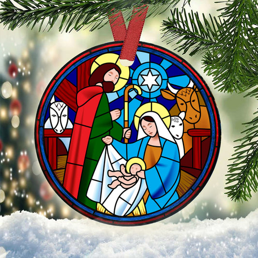 Jesus Nativity 2 Ceramic Circle Ornament - Decorative Ornament - Christmas Ornament