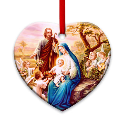 Jesus Nativity 4 Heart Ceramic Ornament - Christmas Ornament - Christmas Gift