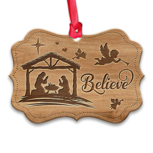 Jesus Nativity Believe Metal Ornament - Christmas Ornament - Christmas Gift
