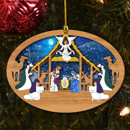 Jesus Nativity Christmas Wood Layered Ornaments - Christmas Tree Ornament