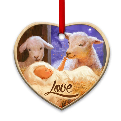 Jesus Nativity Love 2 Heart Ceramic Ornament - Christmas Ornament - Christmas Gift