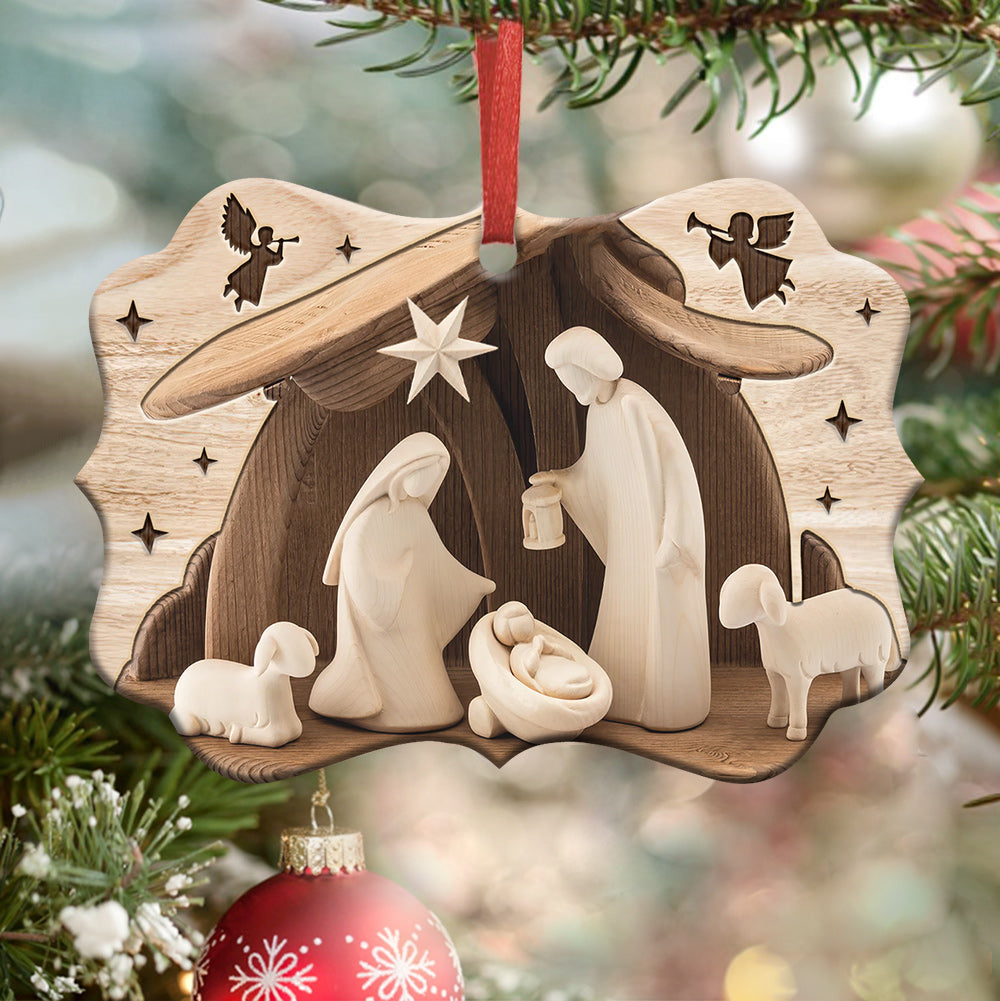 Jesus Nativity Wooden Style Ornament - Christmas Ornament - Ciaocustom