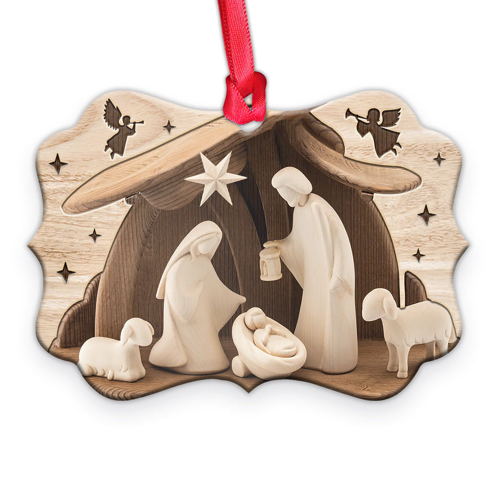 Jesus Nativity Wooden Style Ornament - Christmas Ornament - Ciaocustom