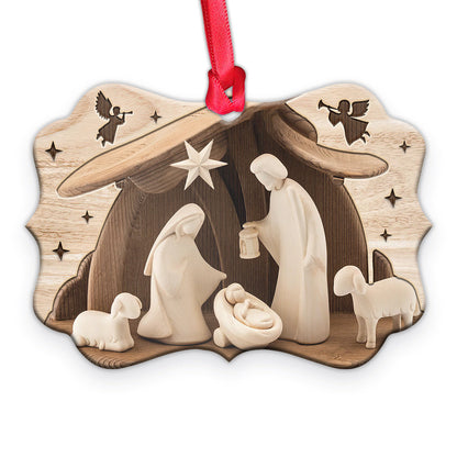 Jesus Nativity Wooden Style Ornament - Christmas Ornament - Ciaocustom