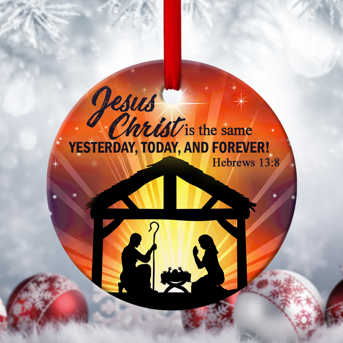 Jesus Never Changes - Ceramic Circle Ornament - Christian Gift For Friends - Unique Gifts