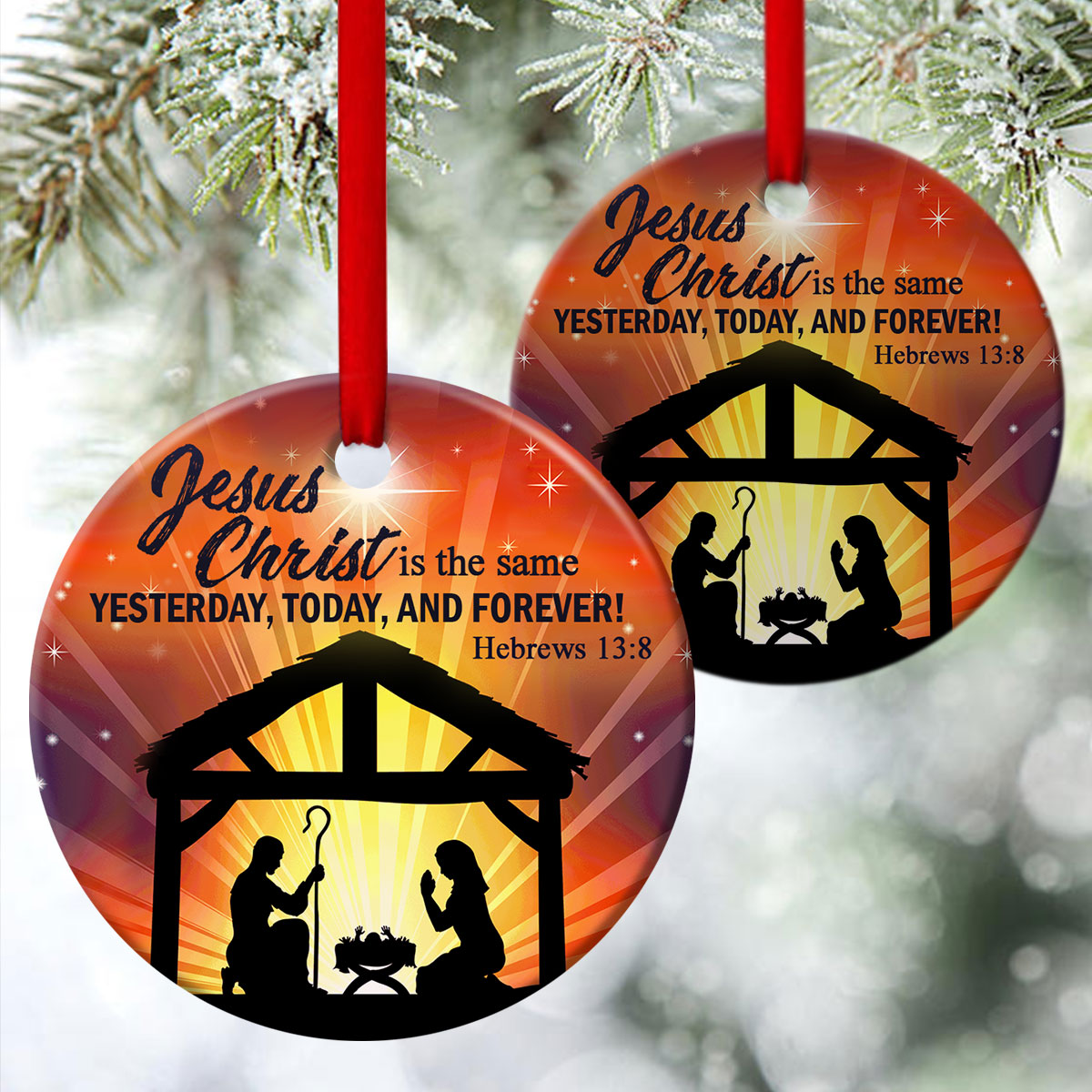 Jesus Never Changes - Ceramic Circle Ornament - Christian Gift For Friends - Unique Gifts
