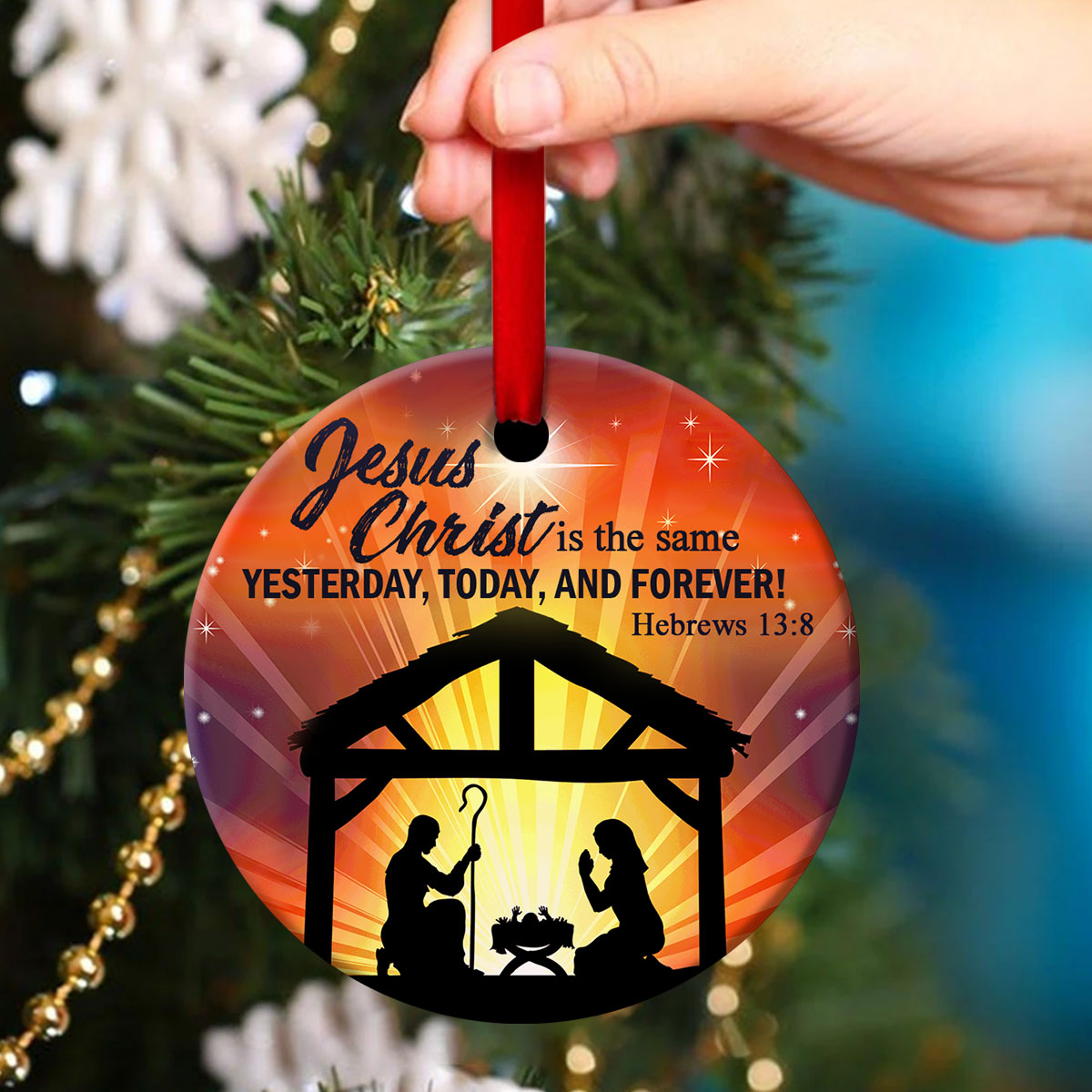 Jesus Never Changes - Ceramic Circle Ornament - Christian Gift For Friends - Unique Gifts