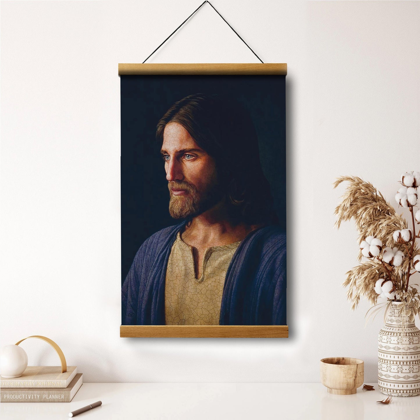 Jesus Of Nazareth Hanging Canvas Wall Art - Jesus Picture - Jesus Portrait Canvas - Religious Canvas