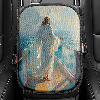 Jesus Oil Painting Seat Box Cover, Jesus Car Center Console Cover, Christian Car Interior Accessories