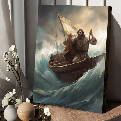 Jesus On A Boat In A Storm - Canvas Picture - Jesus Christ Canvas - Christian Wall Art