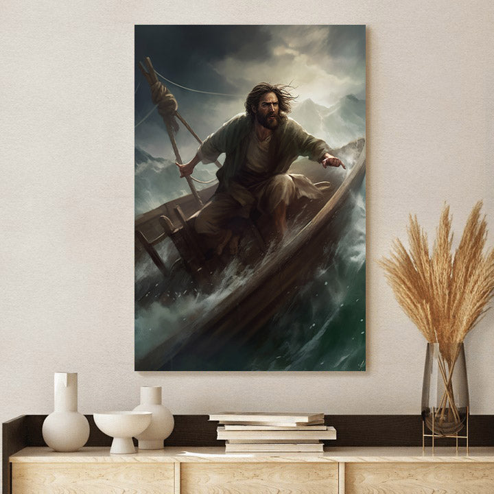 Jesus On A Boat In A Storm 1 - Canvas Picture - Jesus Christ Canvas - Christian Wall Art
