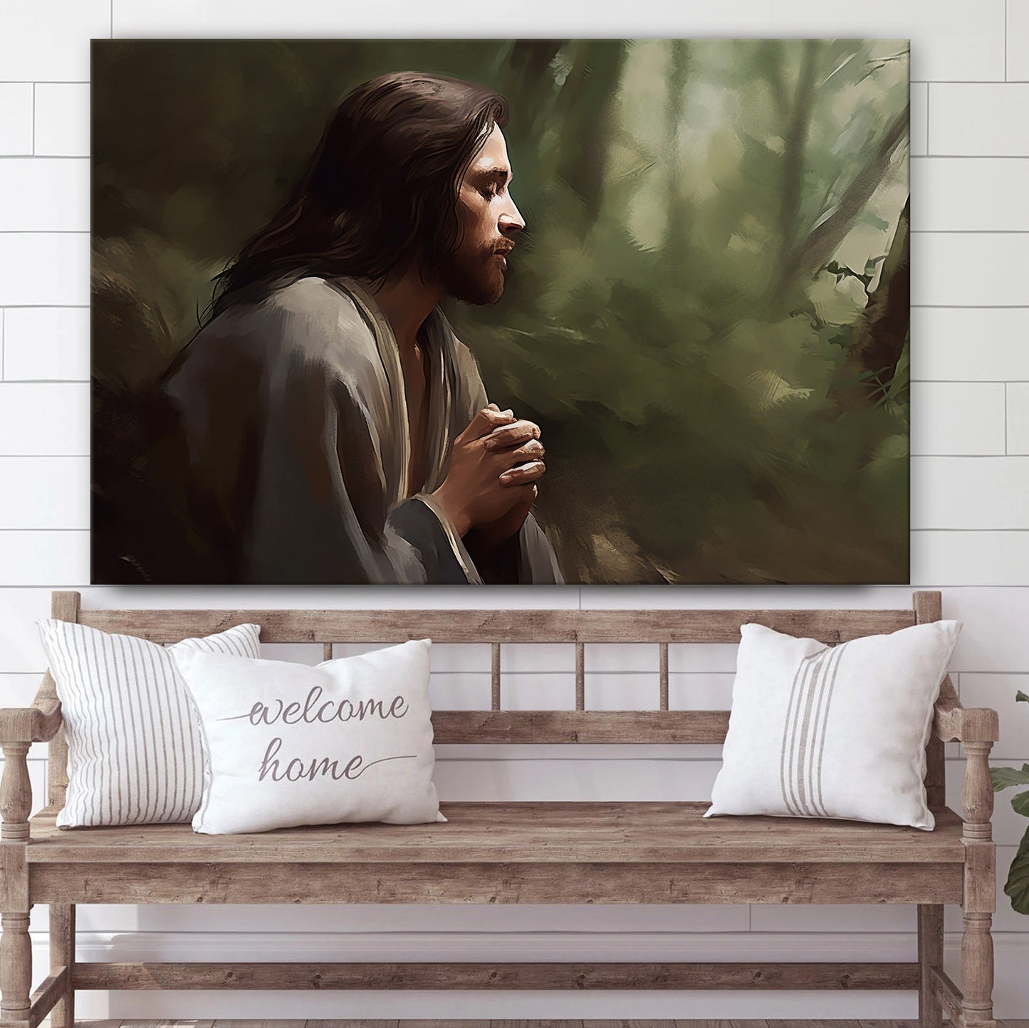 Jesus On A Hillside In The Woods Praying 1 - Canvas Picture - Jesus Christ Canvas - Christian Wall Art
