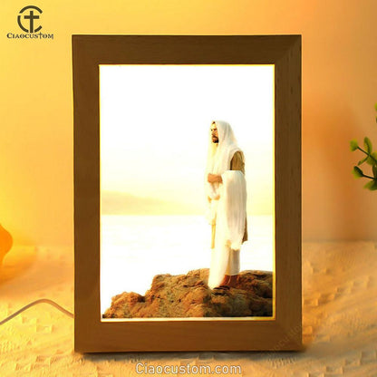 Jesus On Mountain Frame Lamp Wall Art - Jesus Pictures - Christian Wall Decor - Jesus Frame Lamp Art