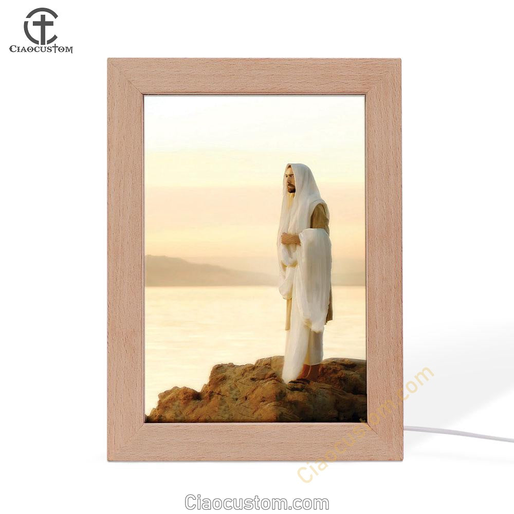 Jesus On Mountain Frame Lamp Wall Art - Jesus Pictures - Christian Wall Decor - Jesus Frame Lamp Art