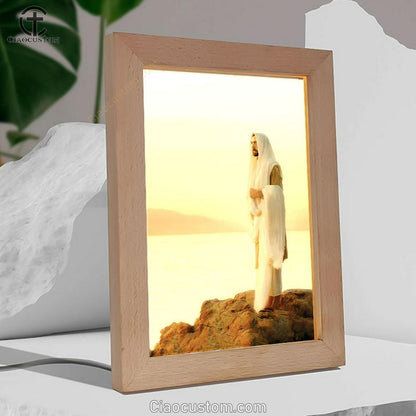 Jesus On Mountain Frame Lamp Wall Art - Jesus Pictures - Christian Wall Decor - Jesus Frame Lamp Art