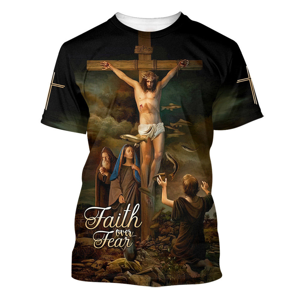 Jesus On The Cross 3d All Over Print Shirt - Christian 3d Shirts For Men Women