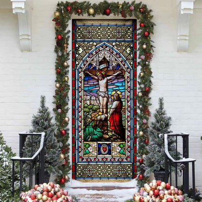 Jesus On The Cross Colorful Jesus Door Cover - Religious Door Decorations - Christian Home Decor