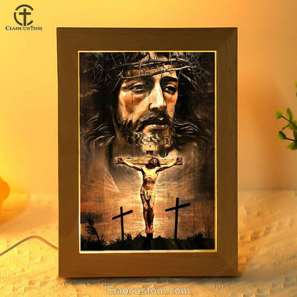 Jesus On The Cross Infinite Halo Frame Lamp