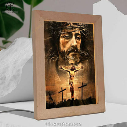 Jesus On The Cross Infinite Halo Frame Lamp