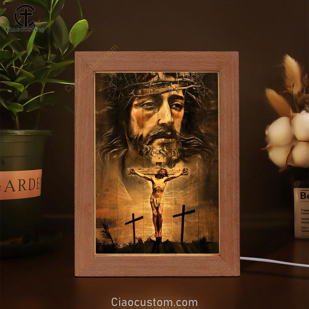 Jesus On The Cross Infinite Halo Frame Lamp