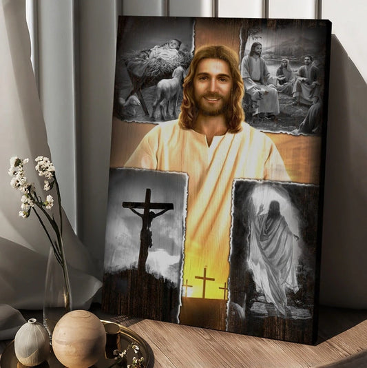 Jesus On The Cross Jesus Drawing Canvas Wall Art - Christian Wall Posters - Religious Wall Decor