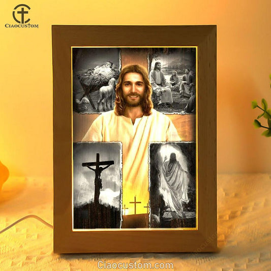 Jesus On The Cross Jesus Drawing Frame Lamp