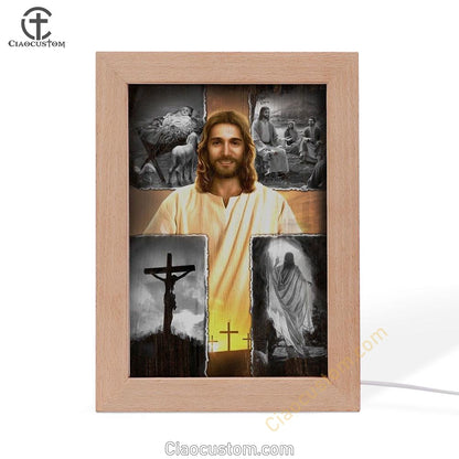 Jesus On The Cross Jesus Drawing Frame Lamp