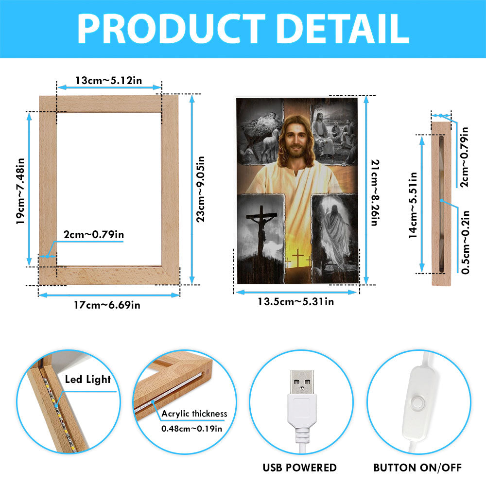 Jesus On The Cross Jesus Drawing Frame Lamp