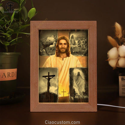 Jesus On The Cross Jesus Drawing Frame Lamp