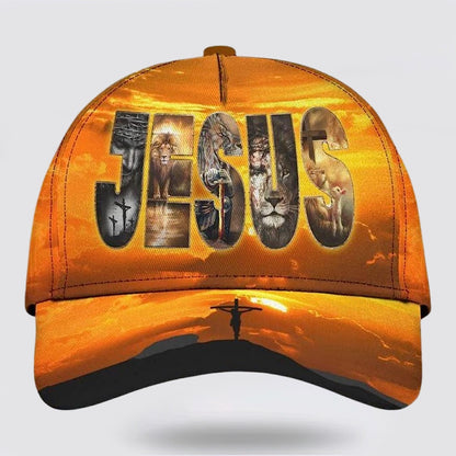 Jesus On The Cross Lion Warrior Classic Hat All Over Print - Christian Hats for Men and Women