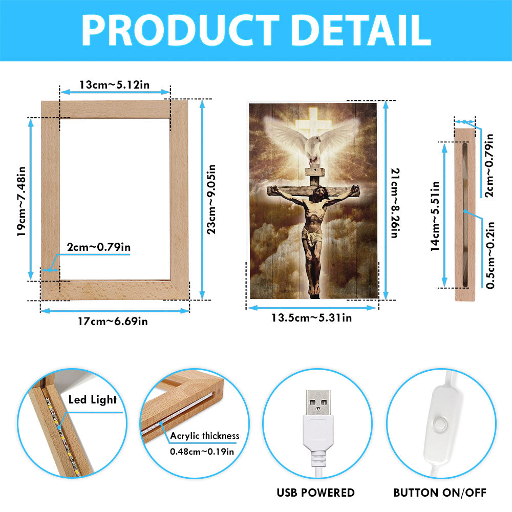 Jesus On The Cross Painting Pretty Dove Cross Frame Lamp