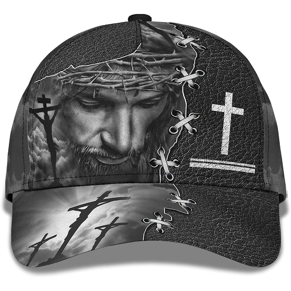 Jesus On The Cross Religion Crown Of Thorn All Over Print Baseball Cap - Christian Hats For Men Women
