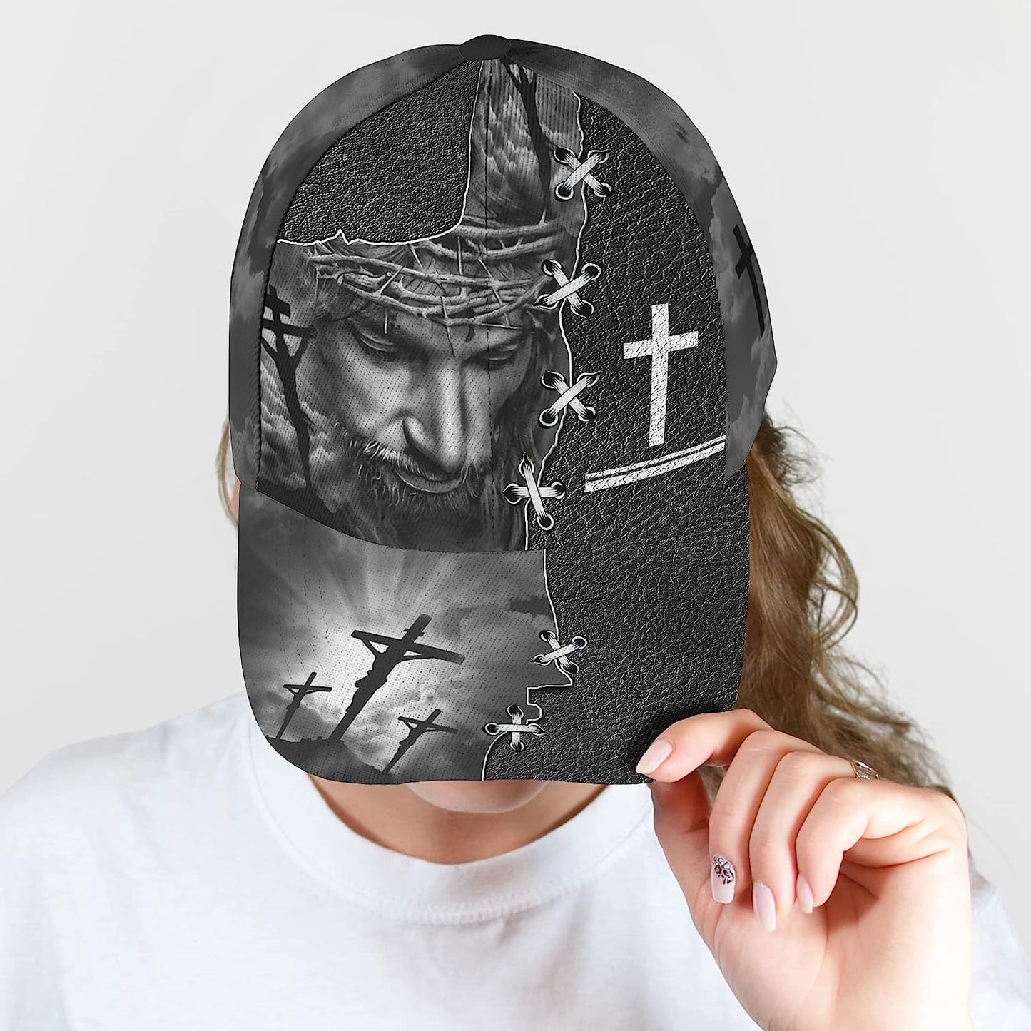 Jesus On The Cross Religion Crown Of Thorn All Over Print Baseball Cap - Christian Hats For Men Women