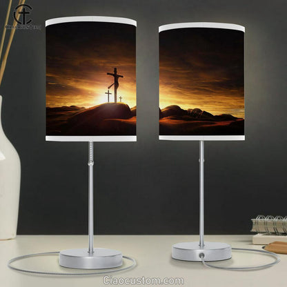 Jesus On The Cross Table Lamp Pictures - Faith Art - Christian Table Lamp For Bedroom Decor