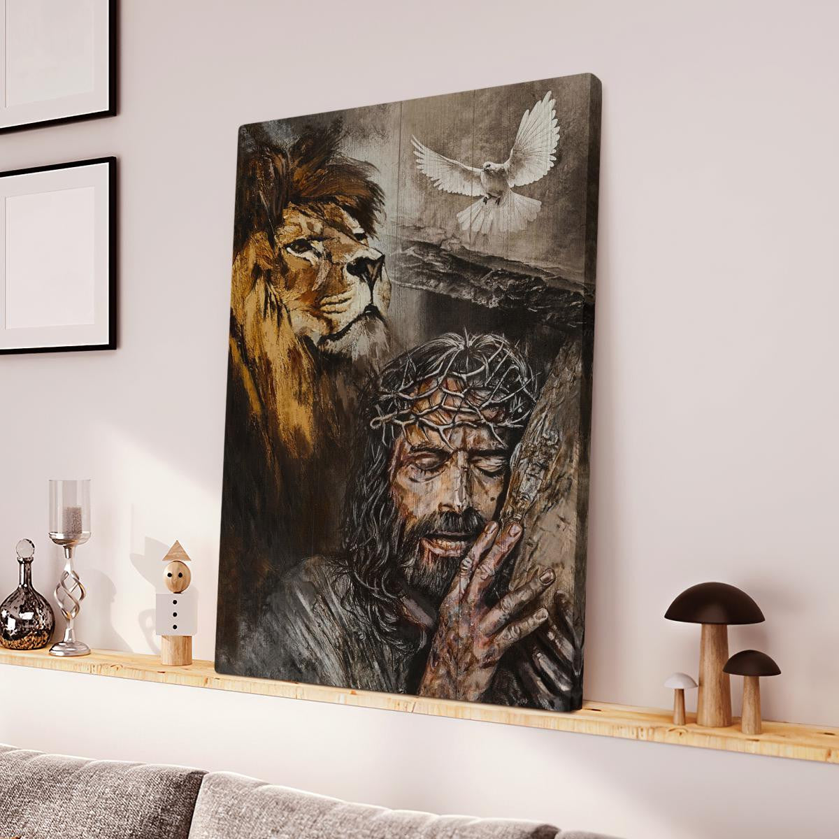 Jesus On The Cross Water Color Lion Amazing Dove Canvas - Jesus Canvas - God Canvas - Christian Wall Art